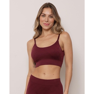 Sutiã Top Feminino Zee Rucci Sem Costura Texturizado Vinho