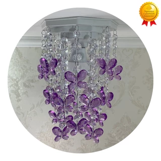 Luminária Para Quarto de Bebê Feminino Lustre Teto Infantil Menina Decoração Borboleta Roxa 17x25cm