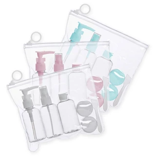 Kit Viagem 5 Frascos Peças Necessaire Plástico