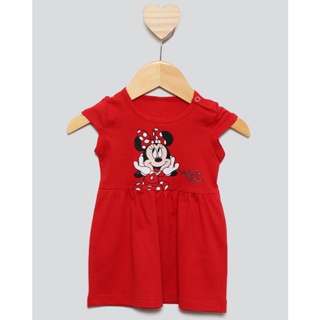 Vestido Bebê Disney Minnie Manga Curta Vermelho
