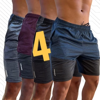 kit com 4 Shorts dry fit Masculinos Academia Corrida Treino Bermuda Leve