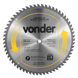 Lâmina de Serra Circular com Vídea 400x30mm 60 Dentes Vonder