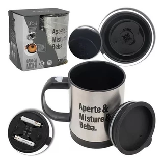 Caneca Elétrica Shake Inox 380ml com Tampa - Lyor - Caneca Mixer, Mixer Misturador Café / Ótimo Presente