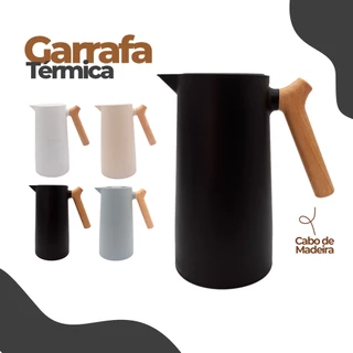Garrafa Nórdica A Vácuo De Café Chá Térmica 1L Com Cabo De Madeira
