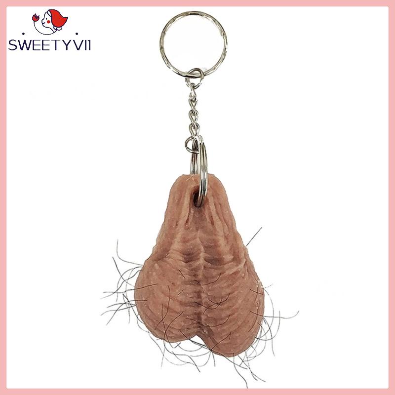 SWEET ~ Men Pingente Testículo Do Pênis Chaveiro Simulação Divertida Genitais Mini Homem De Carro Accesso