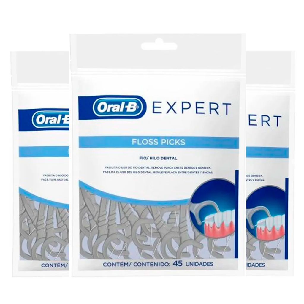 Kit Fio Dental Oral B Expert Floss Picks 45 Unidades - 3 Unidades ...