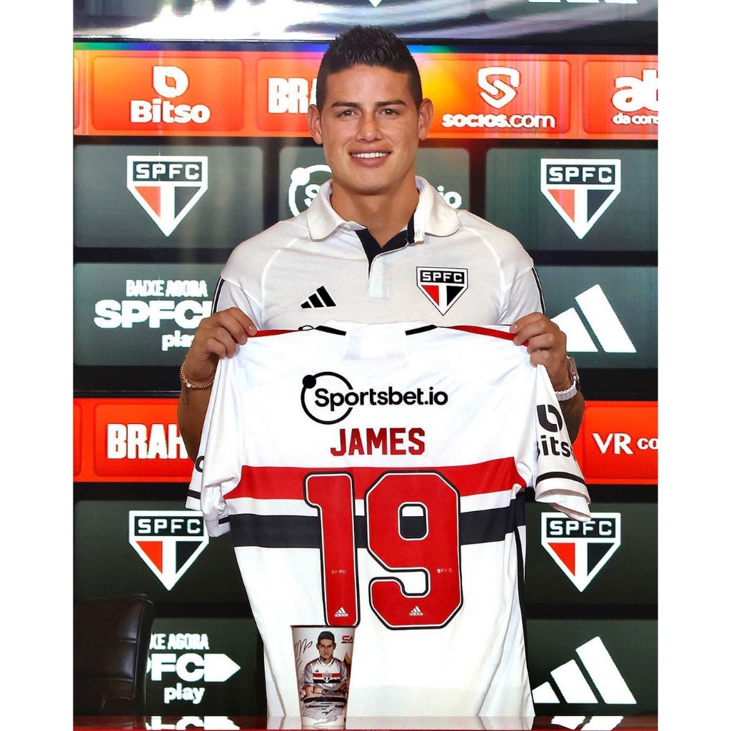 Camisa De Tempo São Paulo 23/24 JAMES 19 LUCAS Futebol Thai 1 : 1