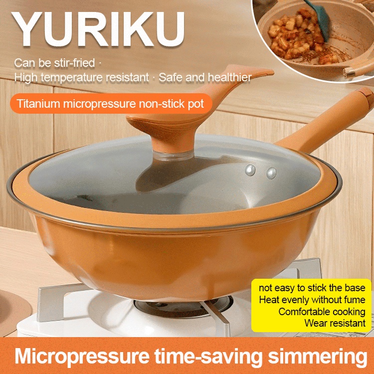 [wok De Micropressão De Cor Argila Antiaderente Panela De Cozimento Doméstico Sem Óleo multi-Funcional Titânio Barro Saúde