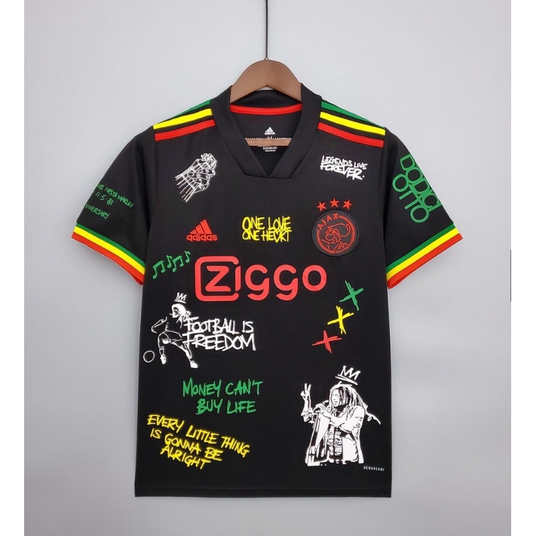 Versão preta masculina Ajax camisa de futebol 2021-22