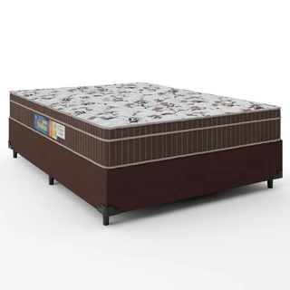 Cama Box Casal Colchão Espuma Orthoface Polar 138x188x63cm Marrom - Suporta Até 120kg Por Pessoa