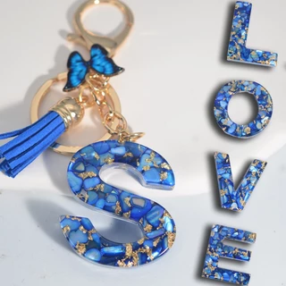 Alfabeto Letra Inicial Porta-Chaves Resina Borboleta Fofa Mochila Earbud Ornamentos Mulher Anel Presentes Menina em Oferta na Shopee