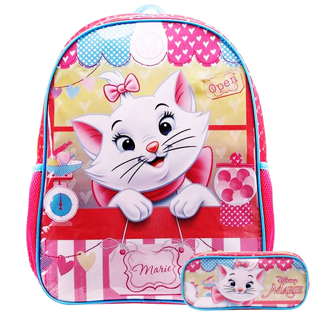 Kit Mochila Infantil Gata Marie Gatinha Escolar Costas Tamanho M Com ...