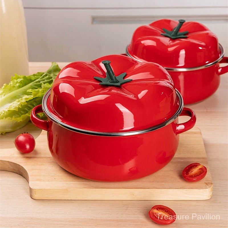 Panela de tomate local 18cm20cm panela de sopa esmaltada panela de fundo plano panela quente panela de macarrão espumante tigela pode aquecer fogão a gás Fogão de indução universal