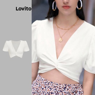 Lovito Blusa Boho Com Nó Liso Para Mulheres L74ED090