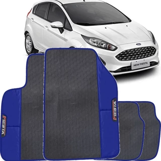 LINDO JOGO TAPETE 4 PEÇAS CARRO AUTOMOTIVO NA COR AZUL FORD FIESTA 2015 A 2020 TODOS EMBORRACAHDO ECOLOGICO