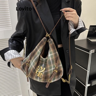 Lovito Mochila Casual Xadrez Com Zíper Para Mulheres LFA10073