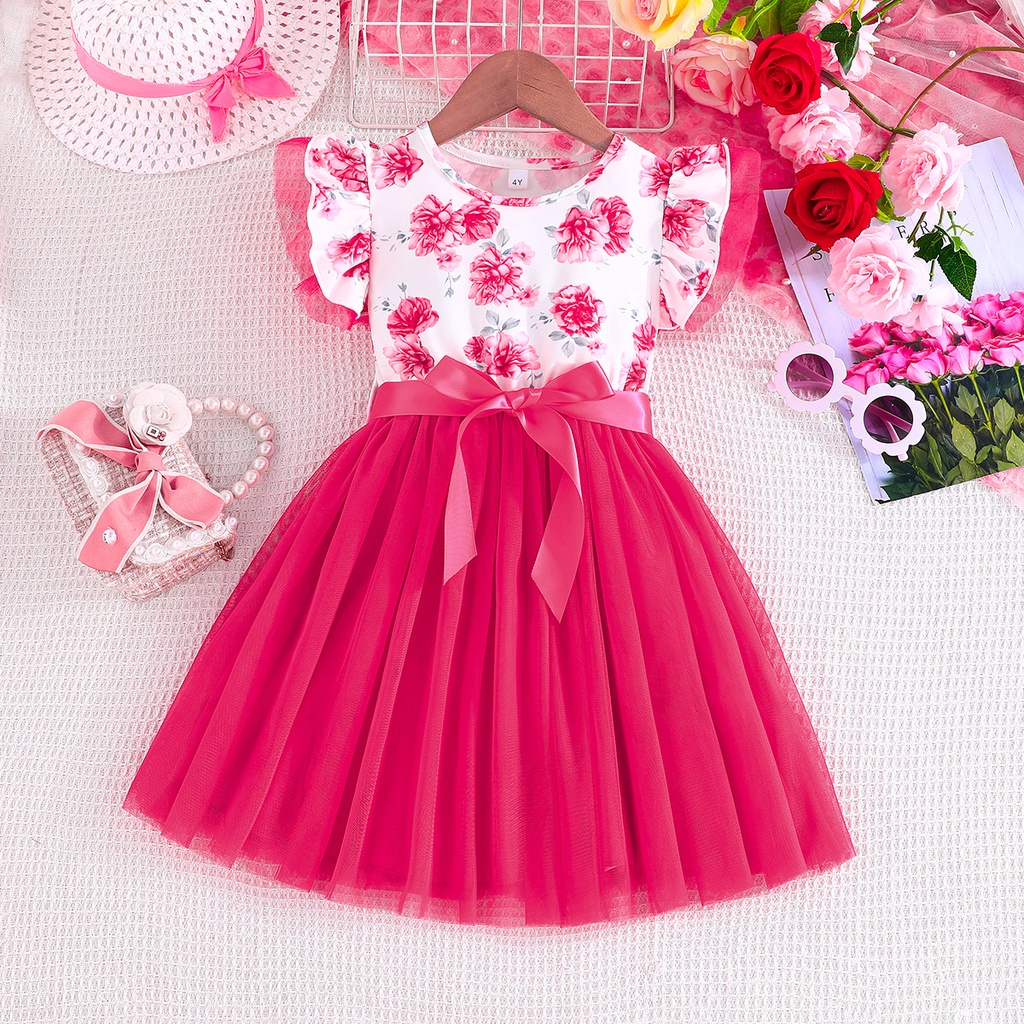 Vestido De Bebê Menina Crianças 2-7 anos Moda Verão Lindo floral Manga ...