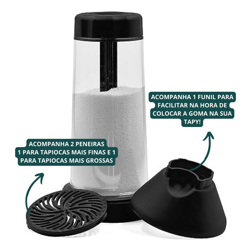 Tapioqueira Portátil Tapy Armazena E Peneira Farinha Açucar Tapioca ...