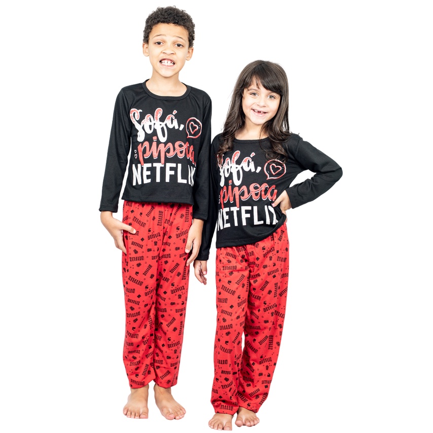 Pijama Infantil Estampado Longo Verão Inverno Netflix Malha em Oferta na Shopee