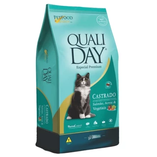 RAÇÃO QUALIDAY CAT SALMAO ARROZ VEGETAIS GATO CASTRADO 20KG