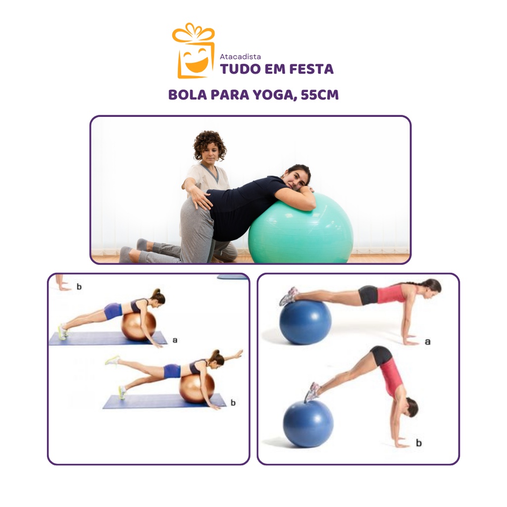 Bola Pilates Yoga Massagem 65 Cm Cravos C/ Bomba Ginástica