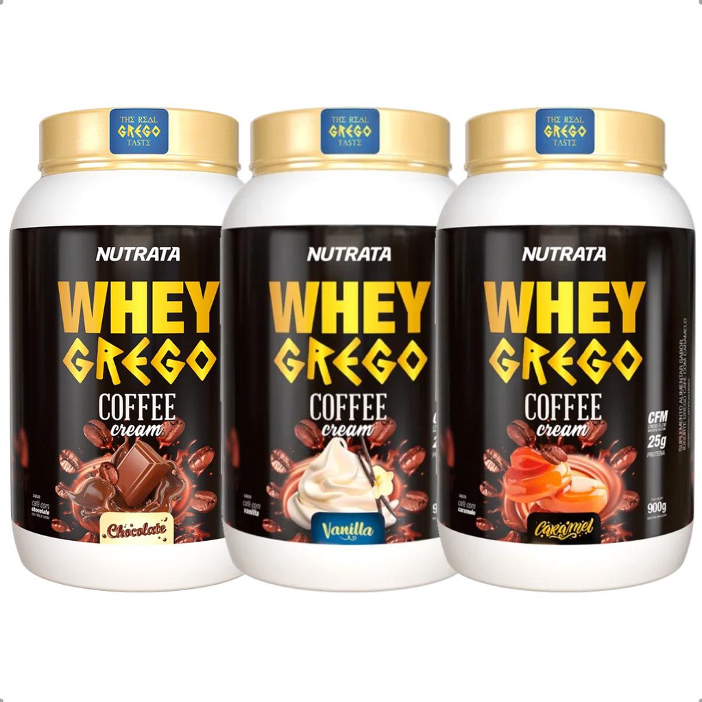 Whey Grego Protein Coffee Cream 25g Proteina 900g Nutrata