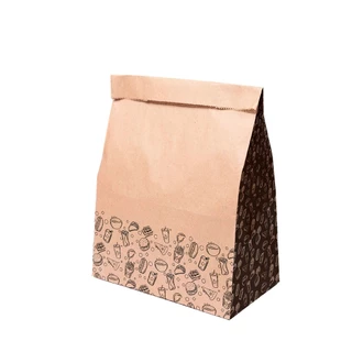 Saco de Papel Kraft Fast Food Delivery M1 35X28X18cm - 100 unidades