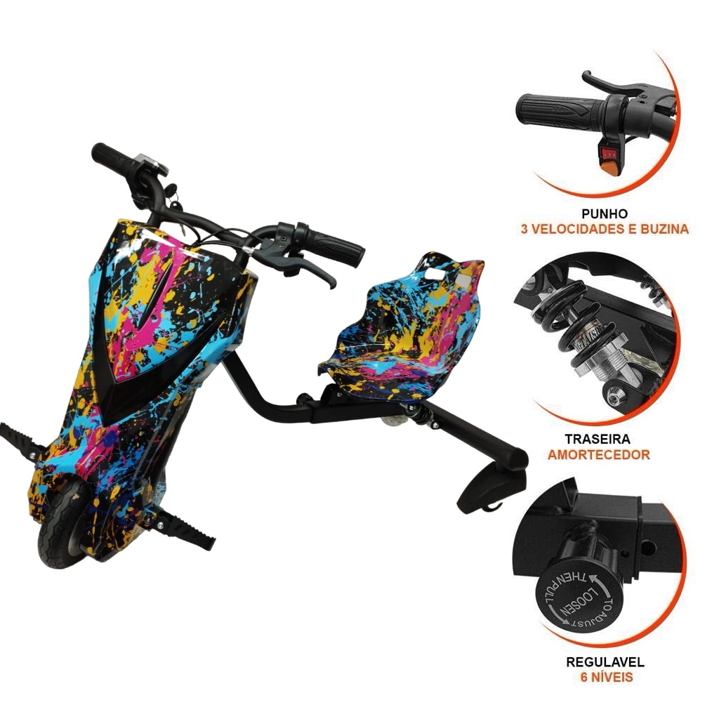 Triciclo Elétrico Drift Track Infantil Com Bluetooth