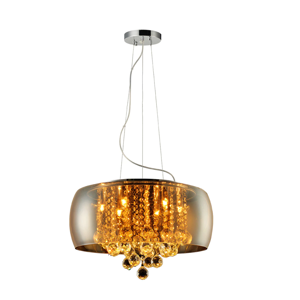 Lustre Wessex Vidro 5 Soquetes G9 Cobre Rosê Espelhado Avant
