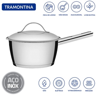 Panela Tramontina Allegra em Aço Inox Indução com Fundo Triplo 16 cm 1,5 L