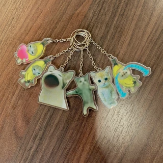 Chaveiro Meme Gatinho Banana Porta-Chaves de Acrílico