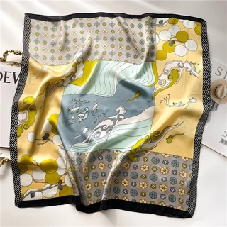 70cm Simulação Cachecol de Seda Cachecol Feminino Novo Estilo Versão Coreana Cachecol Quadrado Pequeno Cachecol Retro Moda Tudo em Combinação Impresso Profissional S