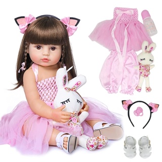 Brastoy Bebê Reborn Boneca Silicone Menina Olhos Castanhos 55cm