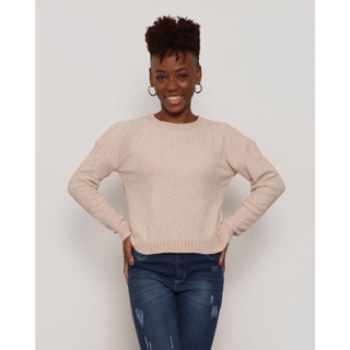 Suéter Feminino Tricô Chenille Bege