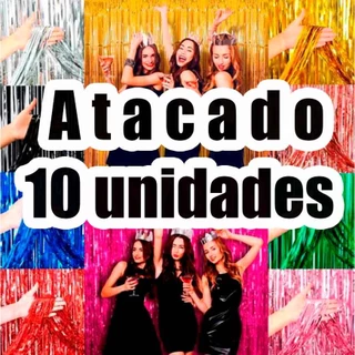 10 Cortinas Metalizadas para Festa Escolha as Cores 1m x 2m Franja Metálica Decorativa de Fundo