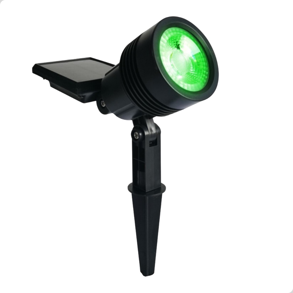 Refletor Luminária Solar Spot Espeto Jardim SuperLED 20 lúmens Luz Verde/Amarela