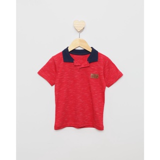 Polo Bebê Menino Gola Dobrável Vermelha