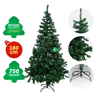 Árvore de Natal Cheia Luxo 1,80M  - Estilo Pinheiro Tradicional 750 Galhos 180cm - Verde