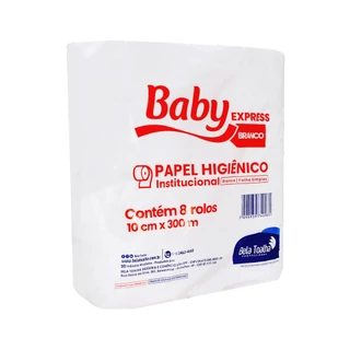 Papel Higiênico Rolão Folha Simples Branco 8x300m Baby