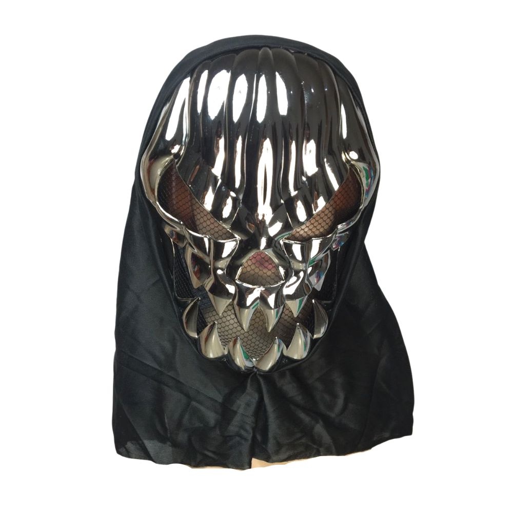 Máscara Caveira Abóbora Halloween Metalizada Prata
