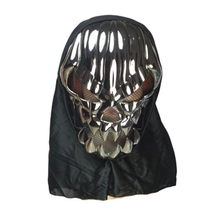 Máscara Caveira Abóbora Halloween Metalizada Prata