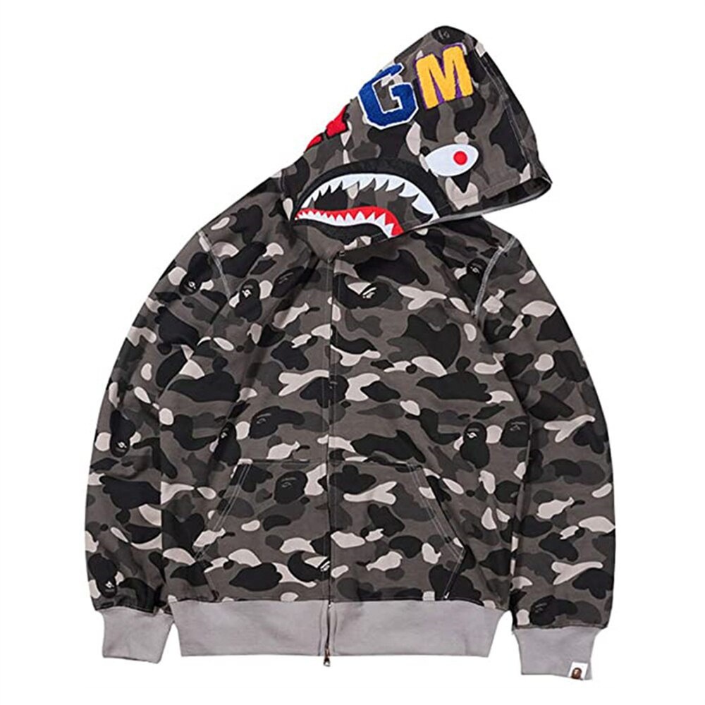 Chape Shark Zip Up Camuflagem Hoodie | Shopee Brasil