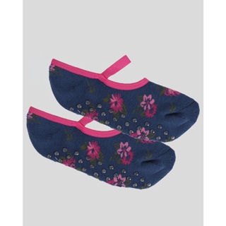 Meia Sapatilha Antiderrapante Fitter Floral Marinho