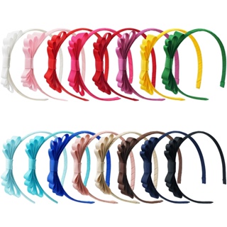 3 PCS 4 Polegadas Bandas De Cabelo Plásticas Para Meninas Twill Fabric Hair Bows Hoops Acessórios Bebês Kids