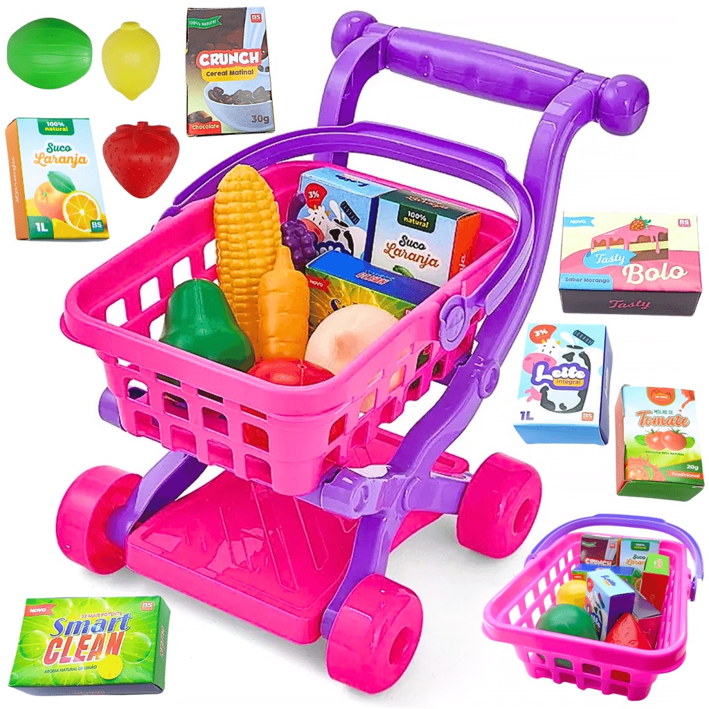 Brinquedo Carrinho Supermercado Infantil Kids Meninas Meninos Compras ...