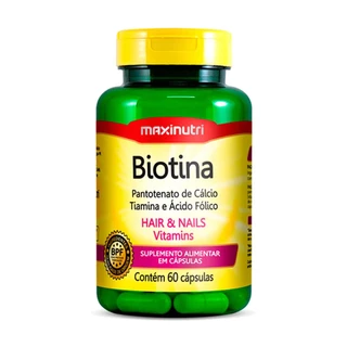 Biotina Cabelo Unhas e Vitaminas + Acido folico 60 Capsulas Maxinutri em Oferta na Shopee