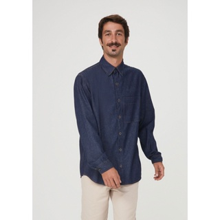 Camisa Jeans Manga Longa Masculina