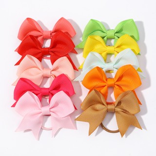 10Pcs/lot Grosgrain Ribbon Bows Elastic Hair Bands Holders Ano Novo Acessórios De Cabelo Para Meninas Bebês Presente