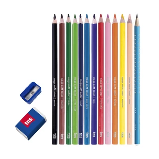 Lapis de Cor MEGA SOFT COLOR 12 cores apontador e borracha