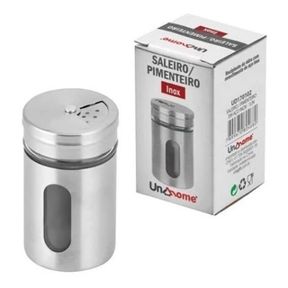 Saleiro E Pimenteiro Especiarias Vidro Aço Inox Visor Premium